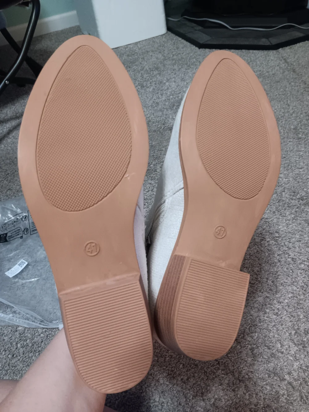 Cream Ankle Booties with Low Stacked Sole
